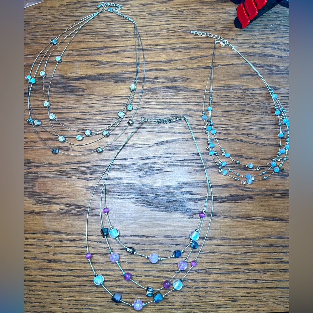 Bundle of 3 beaded layers necklaces